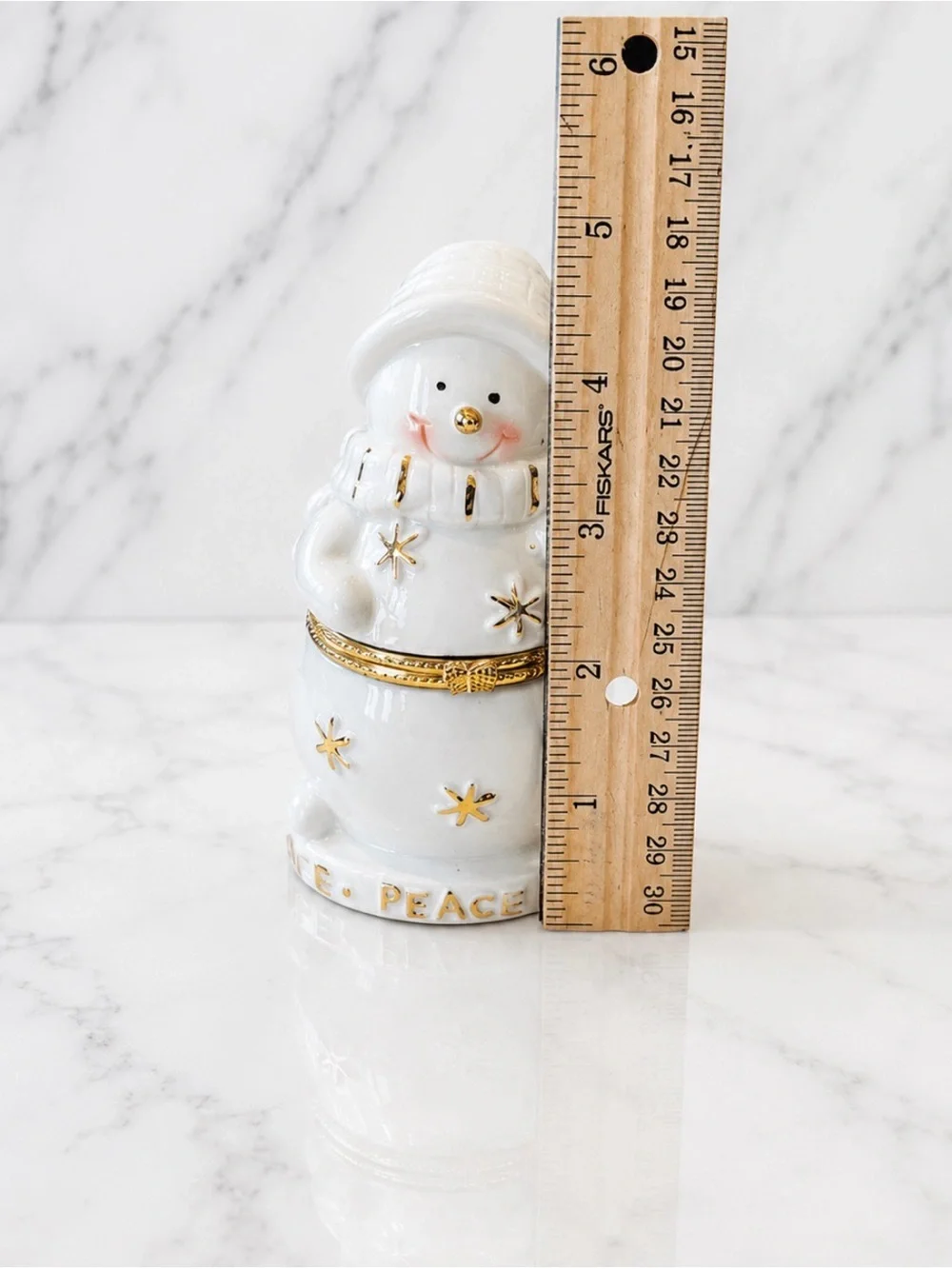 Ceramic Snowman Hinged Jewelry Box